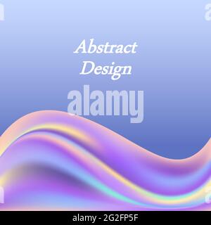Regenbogen Pastell gewellter Hintergrund. Holographische Farbströme Wellen und Wirbel, abstrakter Hintergrund, trendiges Design für Poster oder Banner. Vektorgrafik Stock Vektor
