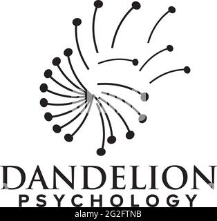 Dandelion pshycology Logo Design Vektor Vorlage Stock Vektor