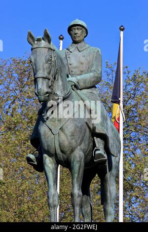Reiterdenkmal an König Albert I. (1875-1934) von Belgien in Namur, Belgien Stockfoto