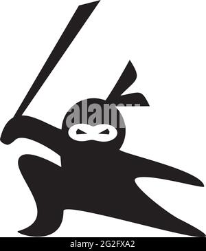 Schwarze Ninja Symbol Logo Design Vektor Vorlage Stock Vektor