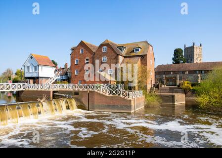 Tewkesbury und der Fluss Avon bei Tewkesbury Mill Abbey Mühle Wassermühle St Marys Road auf dem Severn Way Gloucestershire England GB UK Europa Stockfoto