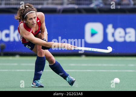 Amstelveen, Niederlande. Juni 2021. AMSTELVEEN, NIEDERLANDE - 11. JUNI: Anna Toman von England während des Euro Hockey Championships-Spiels zwischen Irland und England im Wagener Stadion am 11. Juni 2021 in Amstelveen, Niederlande (Foto von Jeroen Meuwsen/Orange Picics) Kredit: Orange Pics BV/Alamy Live News Stockfoto