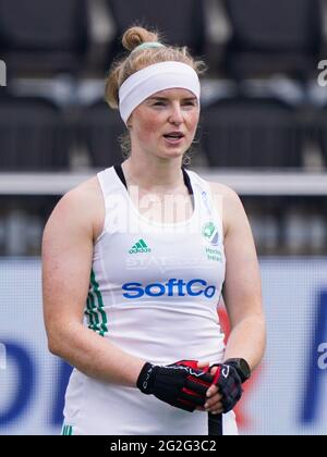 Amstelveen, Niederlande. Juni 2021. AMSTELVEEN, NIEDERLANDE - 11. JUNI: Naomi Carroll aus Irland während des Euro Hockey Championships-Spiels zwischen Irland und England im Wagener Stadion am 11. Juni 2021 in Amstelveen, Niederlande (Foto von Jeroen Meuwsen/Orange Picics) Credit: Orange Pics BV/Alamy Live News Stockfoto