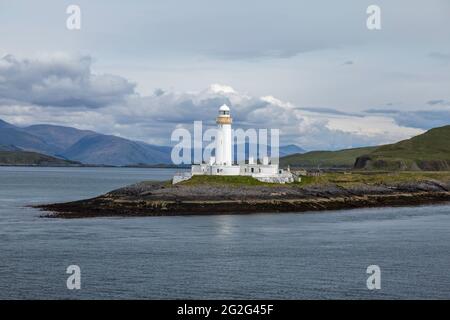 Lismore Lighthouse am Eingang zum Sound auf der Isle of Mull, Inner Hebrides, Schottland Stockfoto