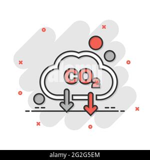 CO2-Ikone im Comic-Stil. Emission Cartoon Vektor Illustration auf weißem isolierten Hintergrund. Geschäftskonzept zur Reduzierung von Spritzern. Stock Vektor