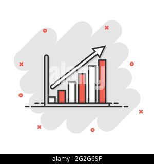 Diagramm-Symbol im Comic-Stil. Pfeil wachsen Cartoon Vektor Illustration auf weißem isolierten Hintergrund. Analyse Splash Effect Business Concept. Stock Vektor