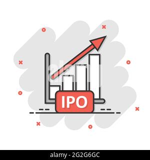 Diagramm-Symbol im Comic-Stil. Pfeil wachsen Cartoon Vektor Illustration auf weißem isolierten Hintergrund. Analyse Splash Effect Business Concept. Stock Vektor