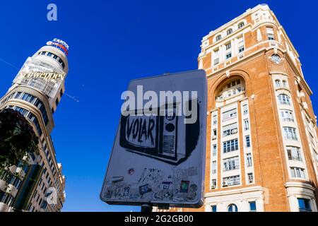 Urbane Kunst auf der Plaza de Callao. Madrid, Comunidad de Madrid, Spanien, Europa Stockfoto