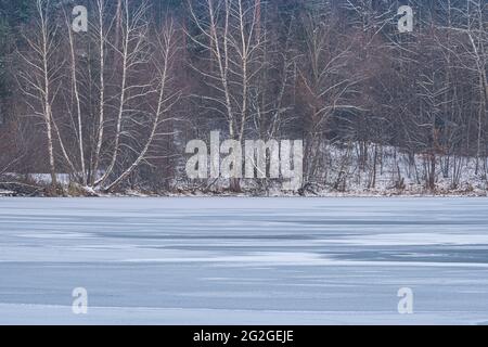 Gefrorener See in Mittelfranken, Bayern Stockfoto