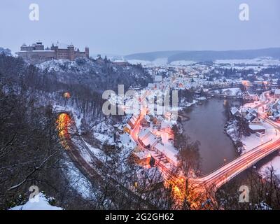 Blick auf Harburg und die Altstadt, Stockfoto