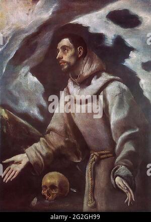 Domínikos Theotokópoulos - El Greco - Ecstasy Saint Francis 1580 Stockfoto