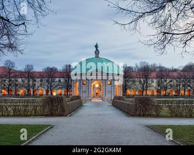 Wintermorgen im Hofgarten, München, Stockfoto