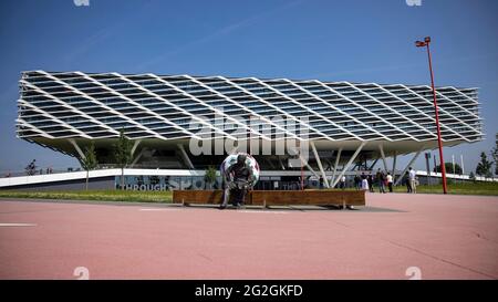 Herzogenaurach, Deutschland. 2021. Juni 06. firo 11/2021 Fußball, deutsche Nationalmannschaft, EM-Viertel und Trainingslager der Euro 2020, GER, Herzogenaurach, Adidas Home Ground Bild: v. Left Adidas World of Sports Credit: dpa/Alamy Live News Stockfoto