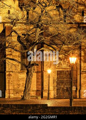 Nachtszene im Hohen Dom in Augsburg, Stockfoto