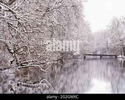 Winter am äußeren Stadtgraben mit fünf-Finger-Turm, Stockfoto