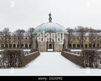 Wintermorgen im Hofgarten, München, Stockfoto