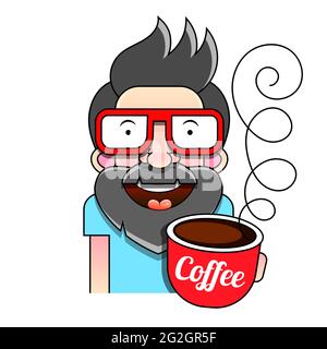 Hand hält Tassen Kaffee auf rustikalem Holztisch Hintergrund Stock Vektor