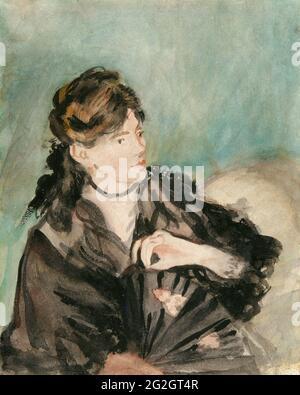 Edouard Manet - Porträt von Berthe Morisot mit einem Fächer Stockfoto