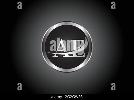 Silberner Buchstabe AE Metallkombination Alphabet Logo Icon-Design mit grauer Farbe auf Schwarz-Weiß-Gradienten-Design für ein Unternehmen oder Unternehmen Stock Vektor