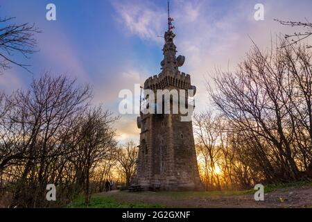 Wien, Wien, Aussichtsturm Habsburgwarte auf dem Hermannskogel, im Wienerwald, Wanderer 19. Döbling, Wien, Österreich Stockfoto