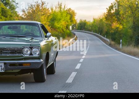 Plymouth Road Runner, Baujahr 1968, Muscle Car, Oldtimer, Klassiker Stockfoto