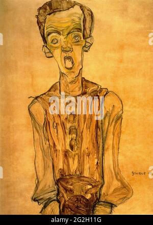 Egon Schiele - Selbstporträt 1910 Stockfoto