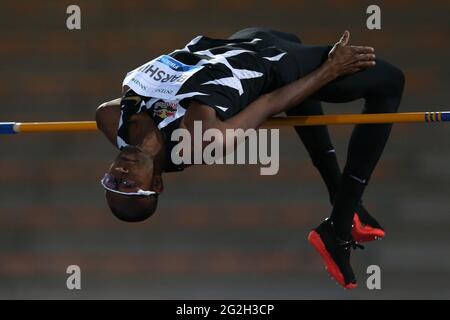 Firenzano, Italien. Juni 2021. Mutaz Essa Barshim (QAT) beim Wettbewerb bei der Goldenen Gala der Wanda Diamond League Pietro Mennea im Asics Firenzer Marathon-Stadion „Luigi Ridolfi“ in Florenz, Italien, am 6 2021. Juni. (Foto von Giuseppe Fama/Pacific Press/Sipa USA) Quelle: SIPA USA/Alamy Live News Stockfoto