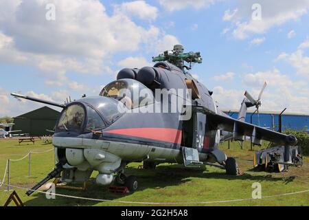 MIL Mi-24D Hind (1970), Midland Air Museum, Coventry Airport, Baginton, Warwickshire, England, Großbritannien, Großbritannien, Europa Stockfoto