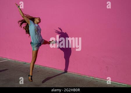 The Pink Wall im Paul Smith Store in Los Angeles, Kalifornien, USA Stockfoto