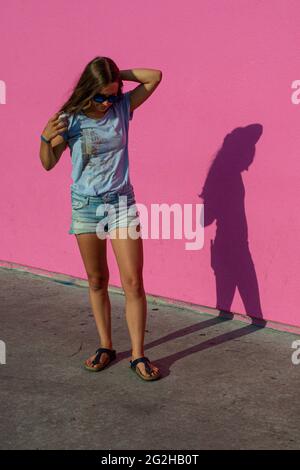 The Pink Wall im Paul Smith Store in Los Angeles, Kalifornien, USA Stockfoto