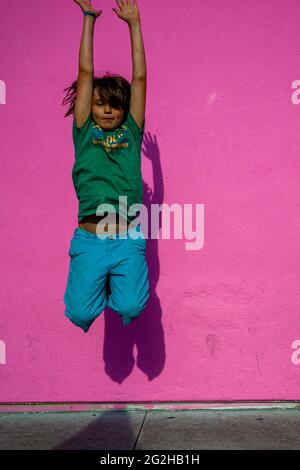 The Pink Wall im Paul Smith Store in Los Angeles, Kalifornien, USA Stockfoto