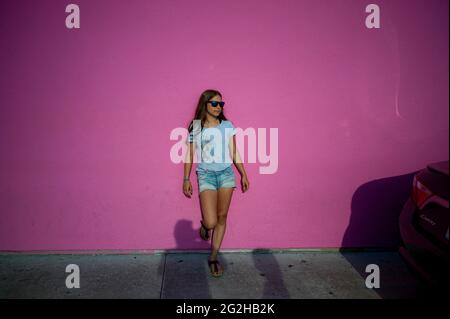 The Pink Wall im Paul Smith Store in Los Angeles, Kalifornien, USA Stockfoto