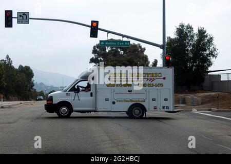 Fahrt auf dem Pacific Coast Highway zwischen Malibu und Los Angeles, Kalifornien, USA Stockfoto