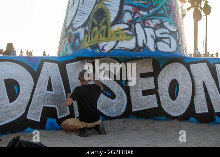 Skater und der Skate-Lifestyle in Venice Beach in Los Angeles, Kalifornien, USA Stockfoto