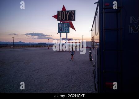 Roys Café, Motel und Garage, Route 66, Amboy, Kalifornien, USA, Nordamerika Stockfoto