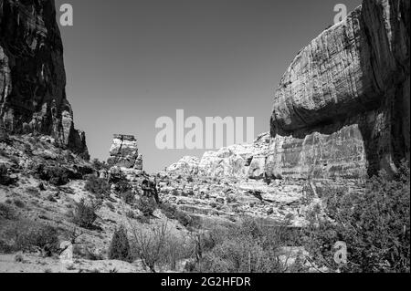 Auf dem Capitol Gorge Trailhead am Ende des Scenic Drive im Capitol Reef National Park, Utah, USA Stockfoto