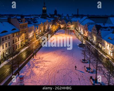 Winterstimmung auf dem alten Markt in Cottbus Stockfoto