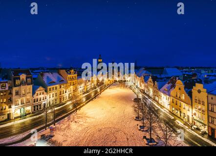 Winterstimmung auf dem alten Markt in Cottbus Stockfoto