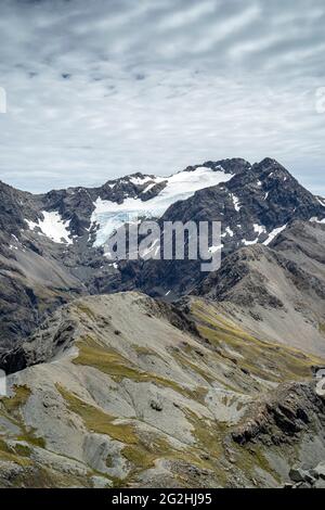 Lawinenspitze, 1833m. Anstrengende Wanderung zum berühmtesten Gipfel im Arthur's Pass National Park. Südinsel, Neuseeland Stockfoto