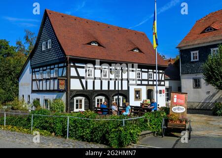 Fachwerkhäuser in Obercunnersdorf in der sächsischen Region Oberlausitz Stockfoto