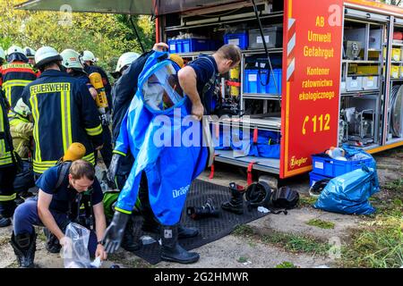 Rettungsübung mit NBC-Verteidigung Stockfoto