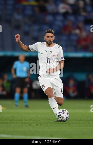 Rom, Italien. Juni 2021. Domenico Berardi (Italien) während des UEFA-Spiels „European Championship 2020“ zwischen der Türkei 0-3 Italien im Olimpic Stadium am 11. Juni 2021 in Roma, Italien. Quelle: Maurizio Borsari/AFLO/Alamy Live News Stockfoto