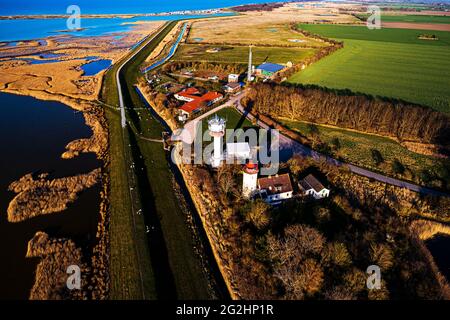 Luftaufnahme von Westermarkelsdorf, Insel Fehmarn in der Ostsee Stockfoto