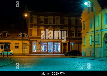 5. Mai 2021 , Deutschland , Stadt Luckenwalde,verlassene Straßen während der Ausgangssperre,2. Ausgangssperre in Deutschland Stockfoto