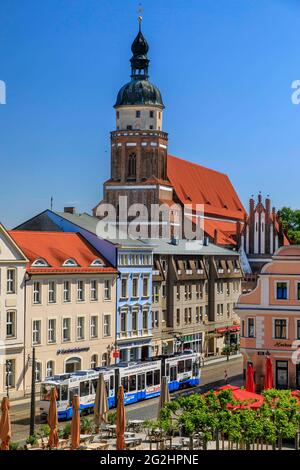 Der Cottbus Altmarkt bildet aufgrund seiner Kohäsion und relativen Einheitlichkeit ein beeindruckendes Ensemble Stockfoto