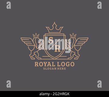 SR Letter Lion Royal Luxury heraldic, Crest Logo Vorlage in Vektorgrafik für Restaurant, Royalty, Boutique, Cafe, Hotel, Heraldik, Schmuck, Mode und Stock Vektor
