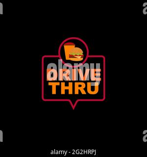 Drive-Thru-Textlogo-Design-Vektorvorlage Stock Vektor