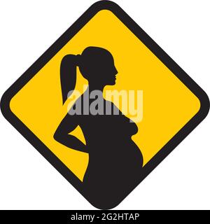 Schwanger Frau an Bord Logo Design Vektor Vorlage Stock Vektor