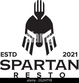Spartanisches Restaurant Logo Design Vektor Vorlage Stock Vektor