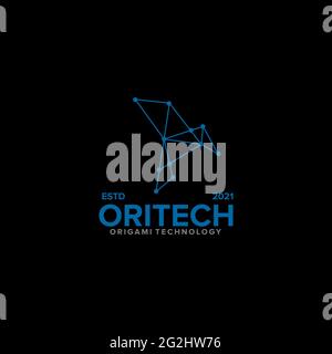 Origami Vogel Technologie Logo Design Vektor Vorlage Stock Vektor